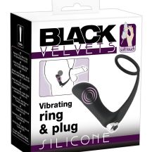 869 Black Velvet Nabijaci Silikonovy Analny Vibrator S Kruzkom Na Penis Cierny
