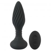 Anos Battery Operated Radio Controlled Rotating Pearl Spiral Anal Vibrator Black