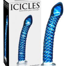 Icicles No 29 Spiral Penis Glass Dildo Blue