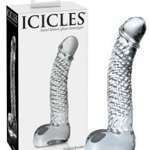 Icicles No 61 Testicle Penis Glass Dildo Transparent