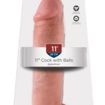 King Cock 11 Large Suction Cup Testicle Dildo 28cm Natural 2