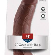 King Cock 9 Large Suction Foot Testicle Dildo 23cm Brown