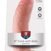 King Cock 9 Large Suction Foot Testicle Dildo 23cm Natural