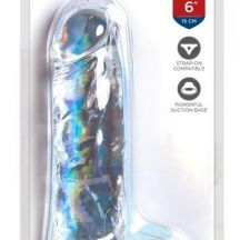 King Cock Clear 6 Adhesive Sole Testicle Small Dildo 15cm