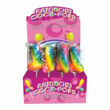 Rainbow Cock Pop Farebne Lizatko V Tvare Penisu 85g Ovocne