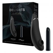 Womanizer Silver Delights Airwave Clit Vibrator Set Black